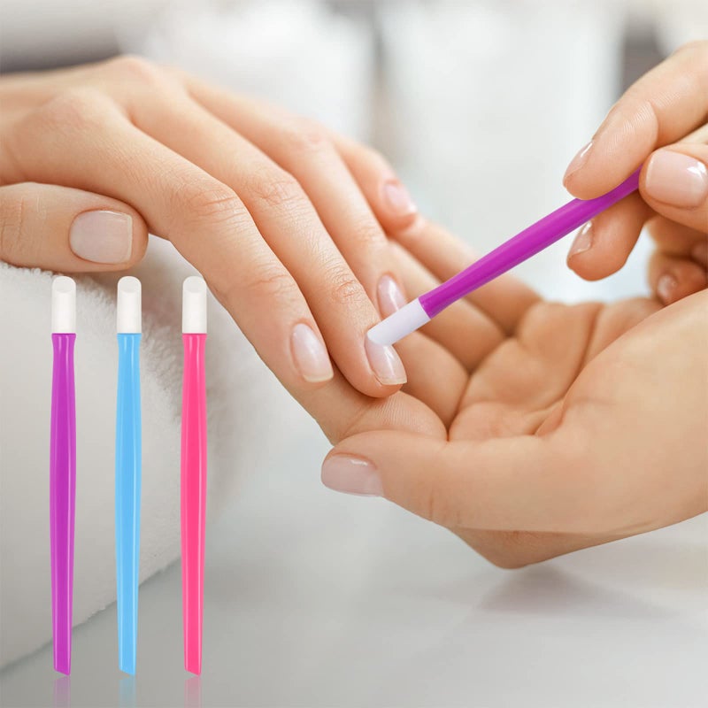 Coolook 10pcs Rubber Nail Cuticle Pusher Tipped Plastic Handle Nail Art Tool Nail Acrylic Cuticle Pusher Cleaner (Random Color) - Image 5